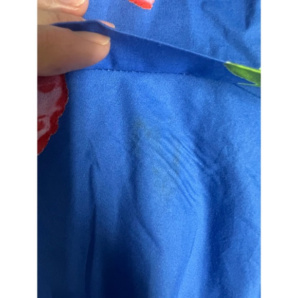 Entro Blue Pink Floral Puff Sleeve Ruffle Drop Waist Mini Dress S Cottagecore - Picture 9 of 15